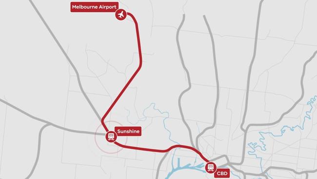 The airport rail route via Sunshine. Picture: Victorian Government