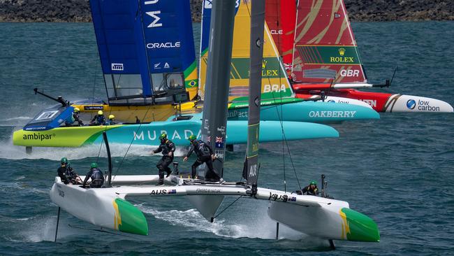 Australia’s SailGP team had a near miss in practice. Photo: Bob Martin for SailGP.