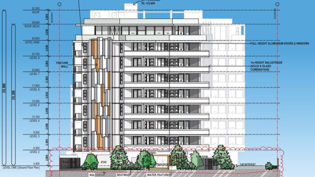 Plans for a nine-storey 33 unit block at 16-20 Woodcliffe Crescent, Woody Point.