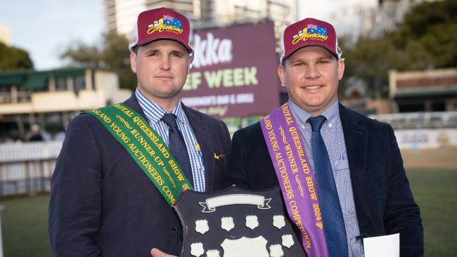 2024 ALPA Queensland Young Auctioneers Competition winner Matthew Pearce, GDL Rural, Emerald (right) and runner-up Dustyn Fitzgerald, Queensland Rural, Charters Towers. Photo: ALPA