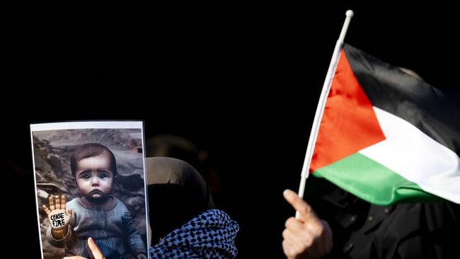 Protesters take part in a demonstration in solidarity with the Palestinian population, as the ICJ delivers its decision. Picture: ANP / AFP