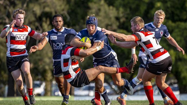 Hamish Stewart won an NRC title with Queensland Country player under the coaching of Rod Seib in 2018. Picture: BRENDAN HERTEL/QRU