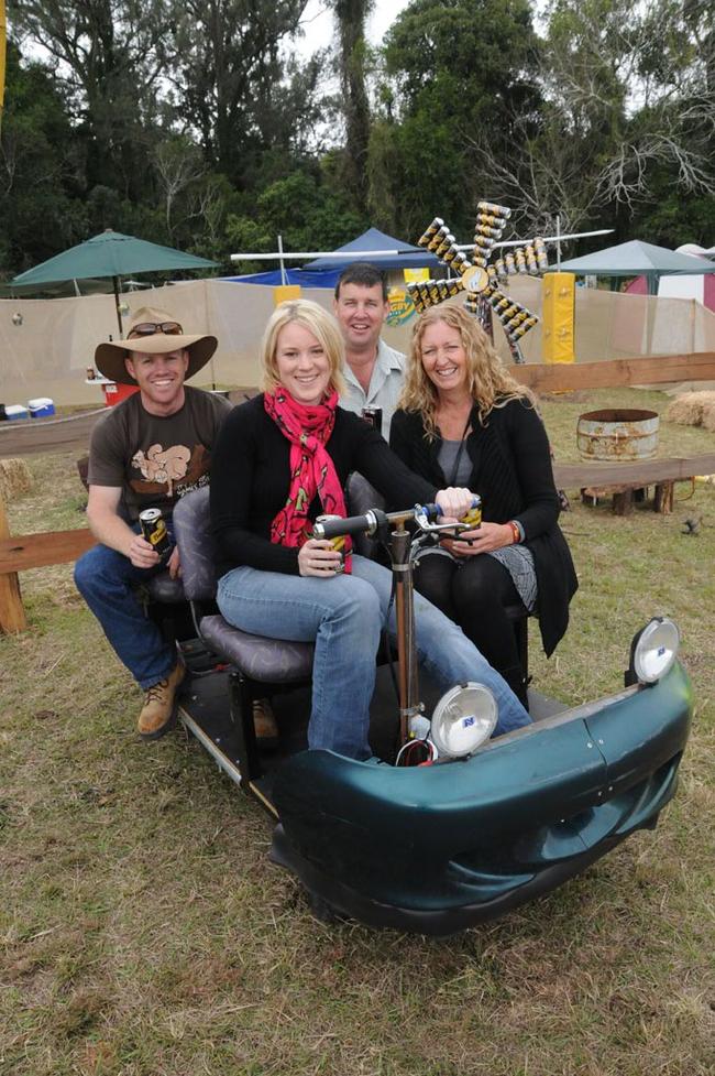 Belinda Jewel and Donna Kelly takes some mates for a spin around the Muster site. Picture: Craig Warhurst