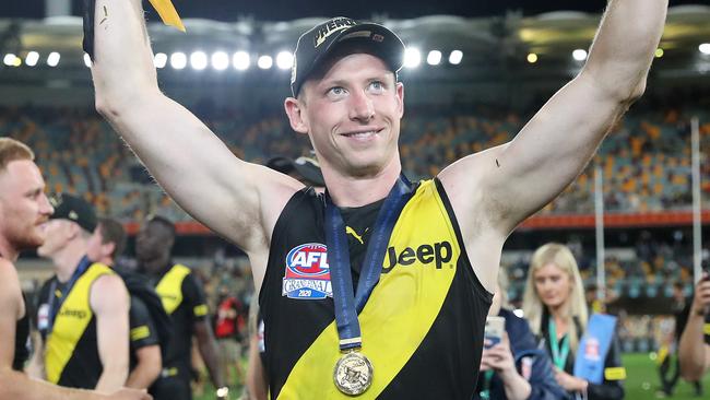 Richmond's Dylan Grimes was subjected to vile posts on social media by an angry Essendon fan. Picture: Sarah Reed