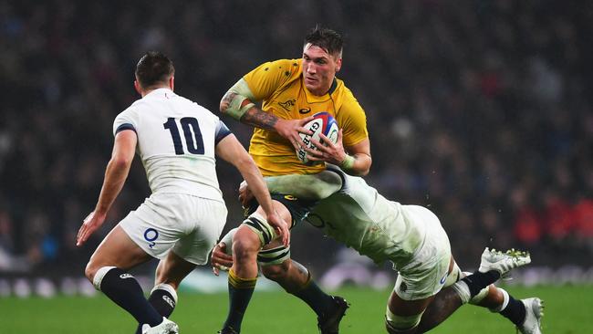 Wallabies enforcer Sean McMahon of Australia is a former Nudgee College student. Picture: Getty Images/Dan Mullan.