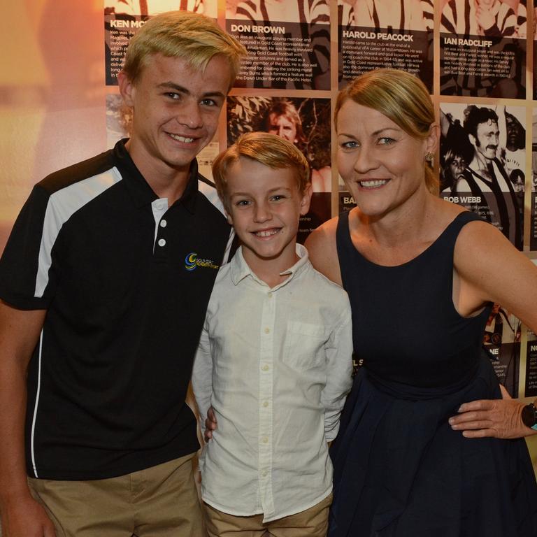 Seth and Lucas Kennedy with Fiona Grounsell at GC Academy of Sport Awards night at Southport Sharks, Parkwood. Pic: Regina King.