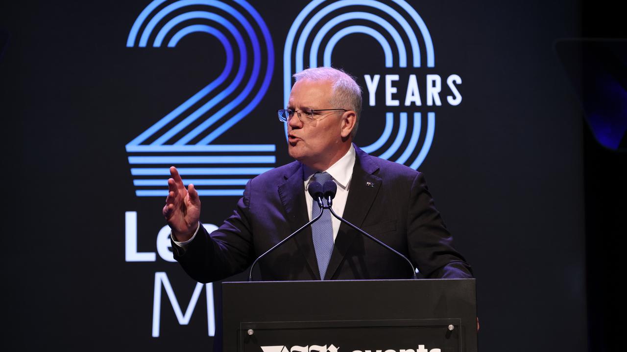 Mr Morrison ramped up his attack on Anthony Albanese during the speech. Picture: Jason Edwards