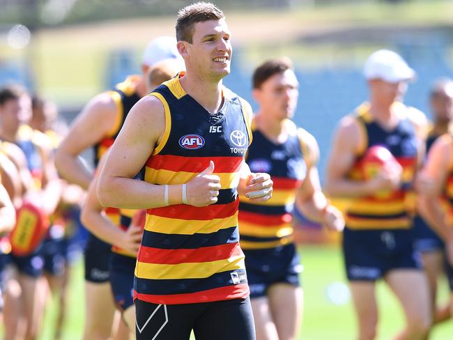 Josh Jenkins during an Adelaide Crows AFL Grand Final training session at Adelaide Oval.