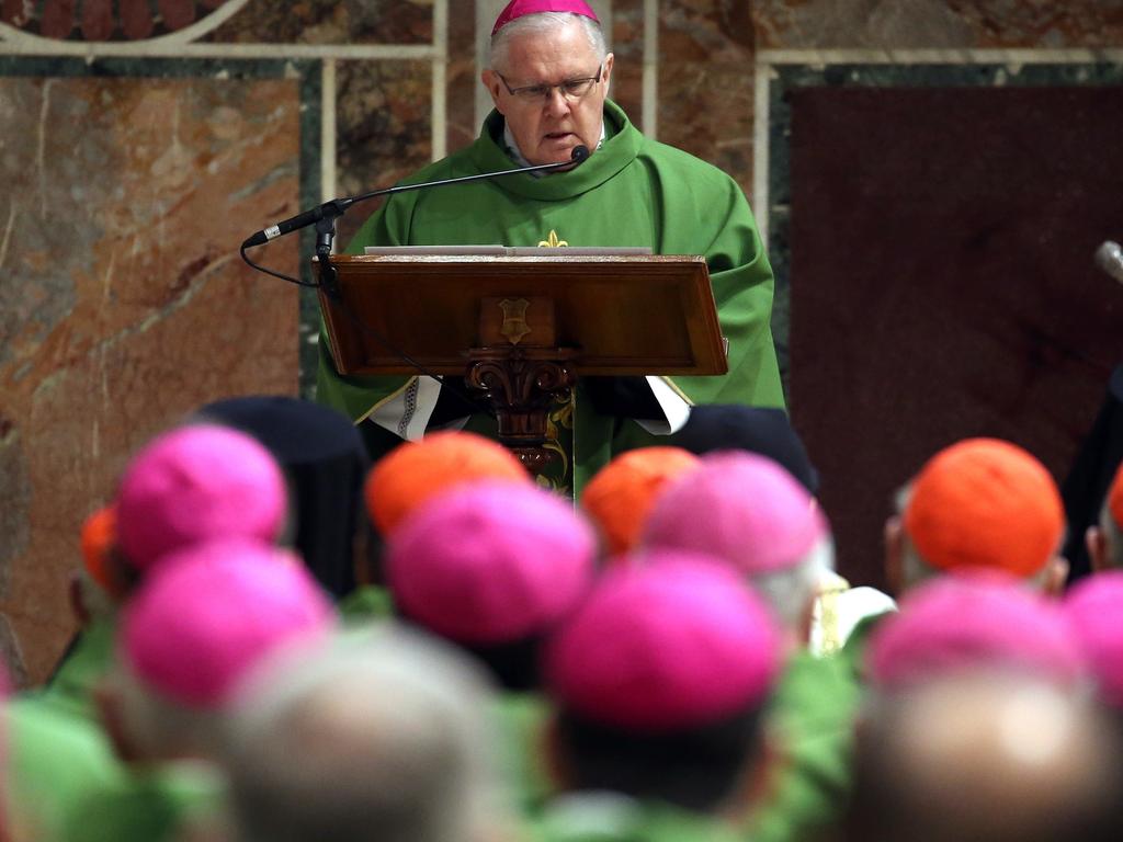 Mark Coleridge holds the homily during the Closing Mass of 'The Protection Of Minors In The Church' meeting at the Regia Hall in Vatican City, Vatican. Picture: Getty Images