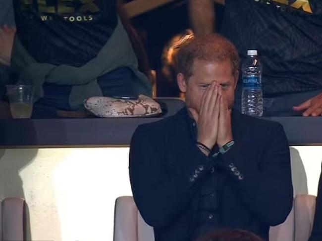 Prince Harry did not sit with David Beckham at the match. Picture: Apple TV