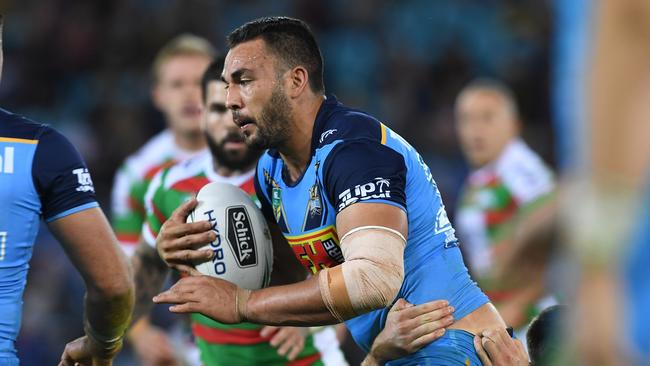 Ryan James of the Titans during the Round 14 NRL match between the Gold Coast Titans and the South Sydney Rabbitohs at CBUS Super Stadium at Robina on the Gold Coast, Friday, June 8, 2018. (AAP Image/Dave Hunt) NO ARCHIVING, EDITORIAL USE ONLY