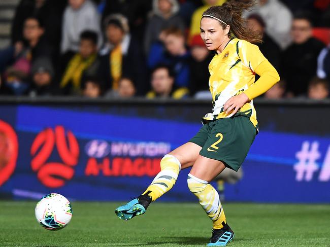 Jenna McCormick in action for the Matildas during the international friendly between Australia and Chile, has worked with new Eagles SANFLW head of physical performance Josh Smith. Picture: Mark Brake/Getty Images