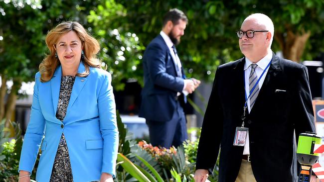 Former premier Annastacia Palaszczuk with then spinner Shane Doherty. Picture: John Gass