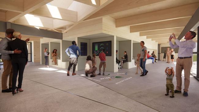 An artist's impression of the interior of the proposed new Warriewood Valley Community Centre. Work on the new facility is scheduled to start in April. Picture: Northern Beaches Council