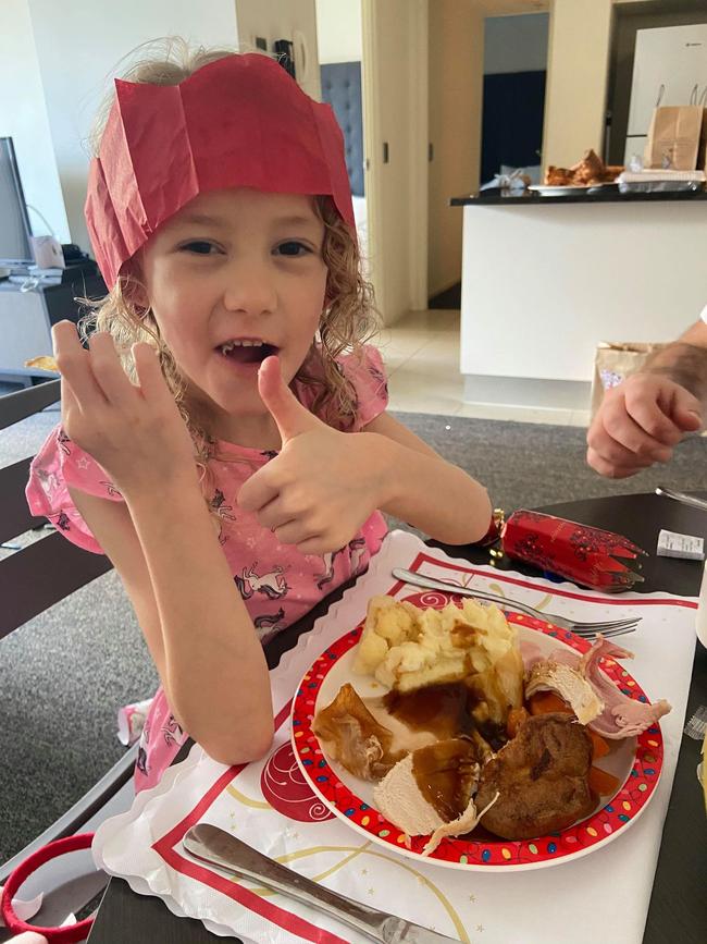 Millie Murrell enjoys her Christmas Day lunch. Picture: Supplied