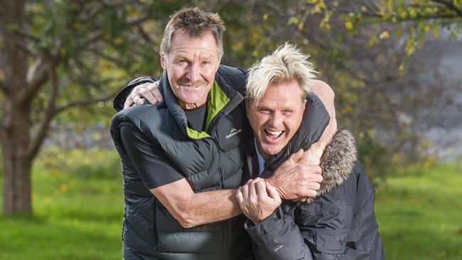 Dermott Brereton meets former Collingwood star Phil Carman. Picture: Rob Leeson.