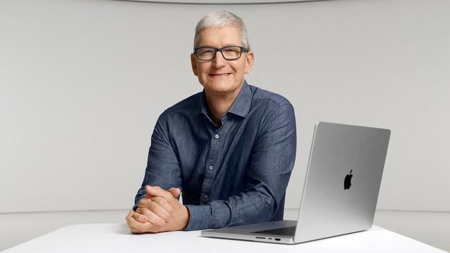 Apple CEO Tim Cook made the announcements at company’s first event of 2022. Picture: Apple / AFP