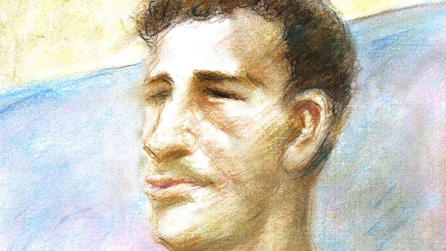 Chris Carter is standing trial for double murder. Artist impression: Nine News