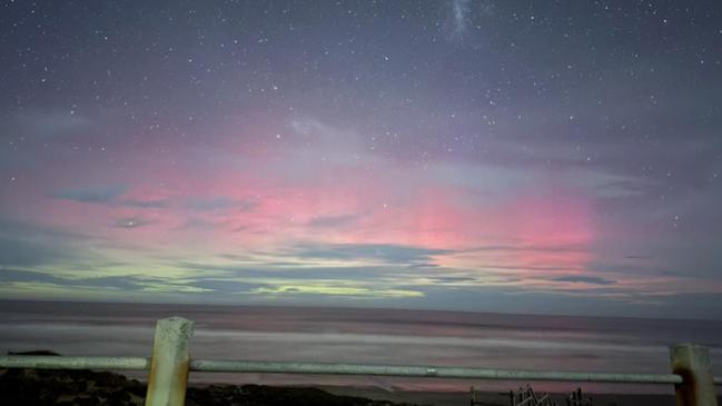 Aurora australis at Middleton. Picture: Graham Wilkins/aurora australis Facebook page