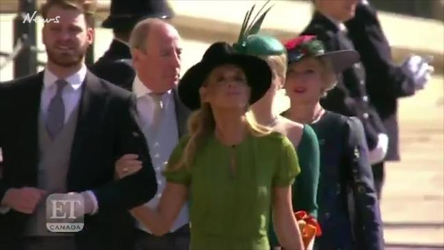 Lady Kitty Spencer and her family arrive at the royal wedding