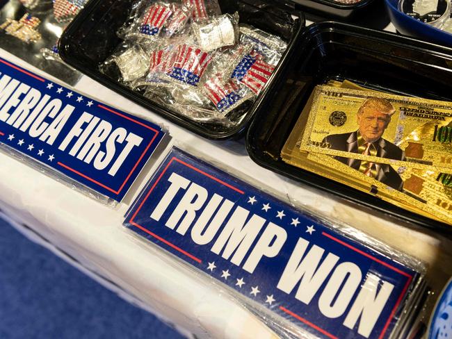 Political souvenirs are sold during the 2023 Conservative Political Action Coalition (CPAC). The CPAC poll showed Trump as the vastly preferred Republican candidate. Picture: AFP