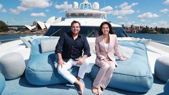 Ian Malouf and his daughter Ellie aboard their superyacht Mischief. Picture: John Feder