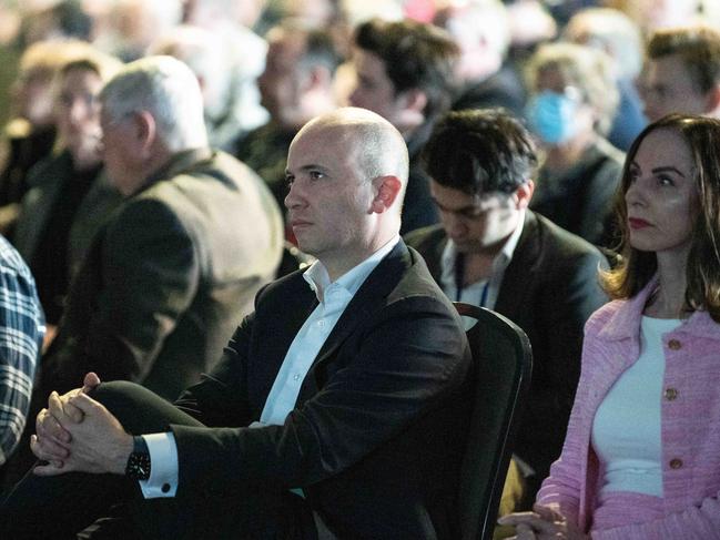 Mr Perrottet addressed a crowd including Treasurer Matt Kean at the Liberal Party NSW AGM Picture: Flavio Brancaleone