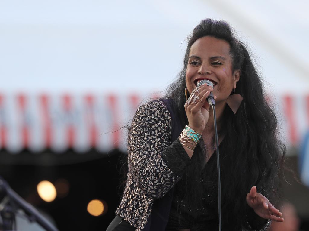 Musician singing at the NYE party at the 2019 Taste of Tasmania. Picture: LUKE BOWDEN