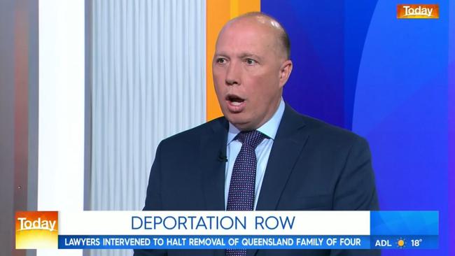 Peter Dutton on Today this morning.