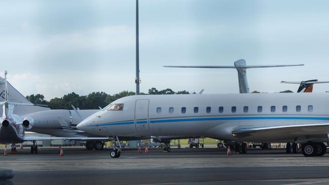 Travis Kelce, flew a private jet to meet Swift on her tour in Sydney. Picture: David Swift