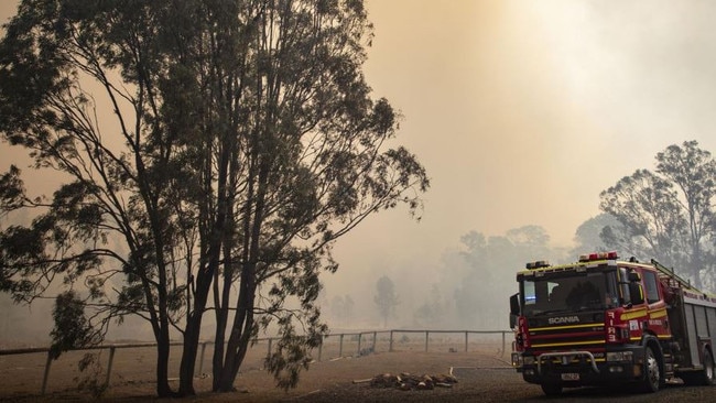 Firefighters battle the blaze in the Spicers Gap region. Picture: Supplied