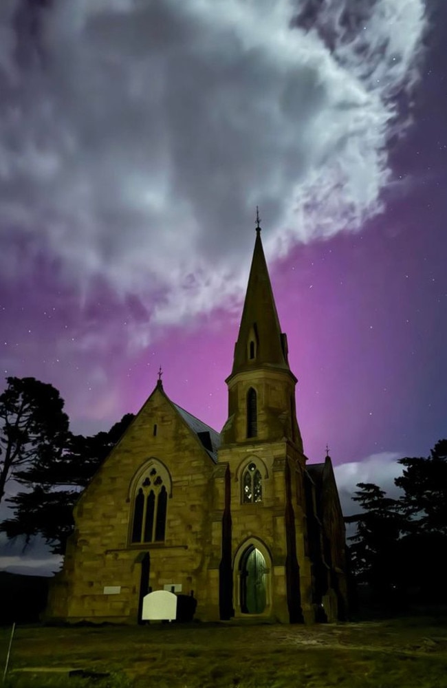 Photos of aurora australis taken across Tasmania. Ross. Picture: Ian South