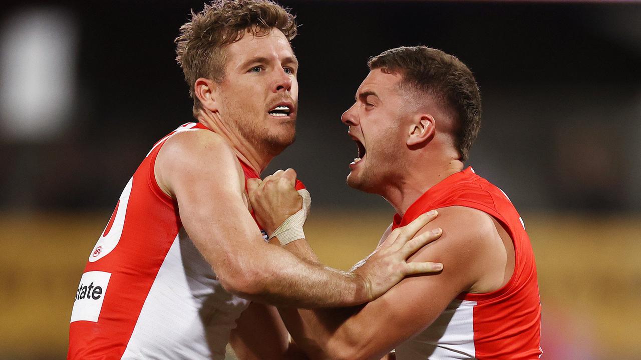 Tom Papley and Luke Parker realise they are playing in a grand final next weekend. Picture: Michael Klein