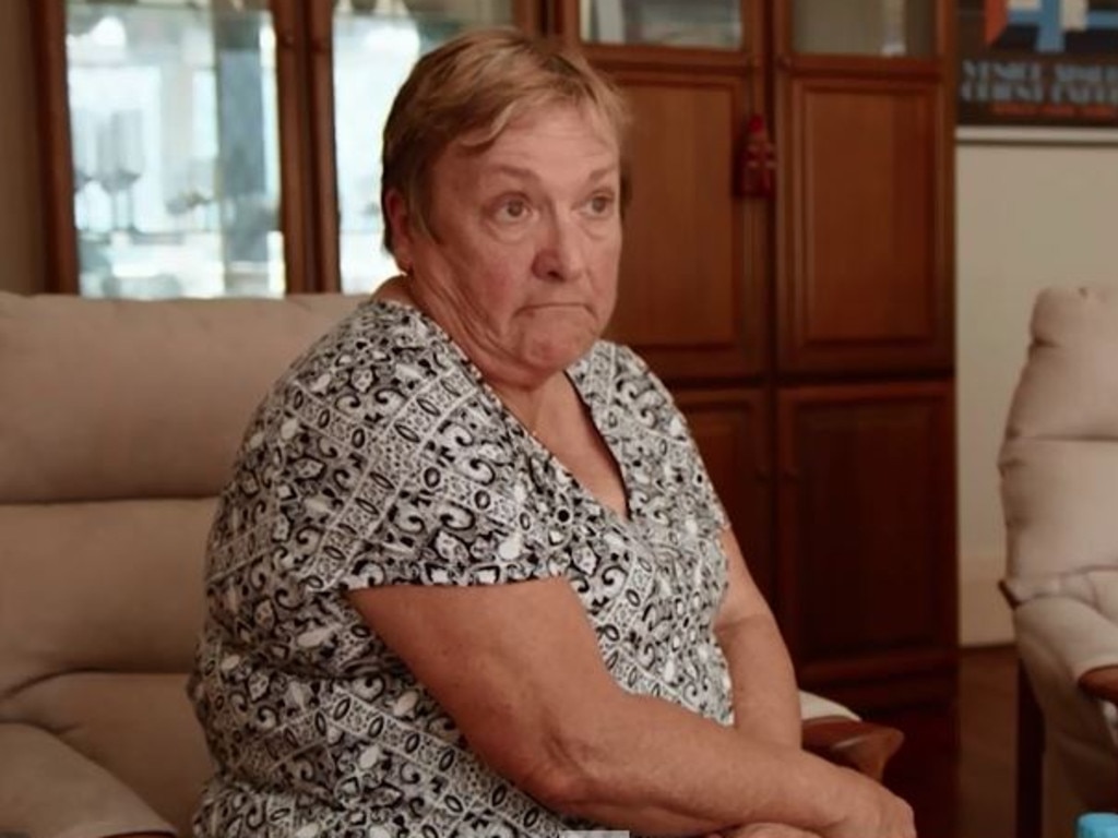 Sandra Lane as she learns of Keli’s teenage pregnancy for the first time from journalist Caro Meldrum-Hanna. Picture: ABC