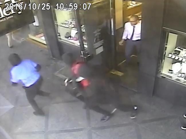 He even pursued them from the store, before locking the door.