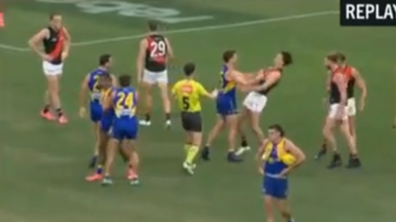 Jamie Cripps shoves Nic Martin