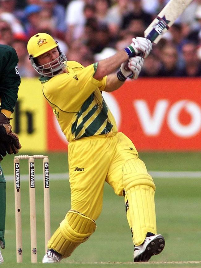 Steve Waugh hits out during his matchwinning century. Picture: AP