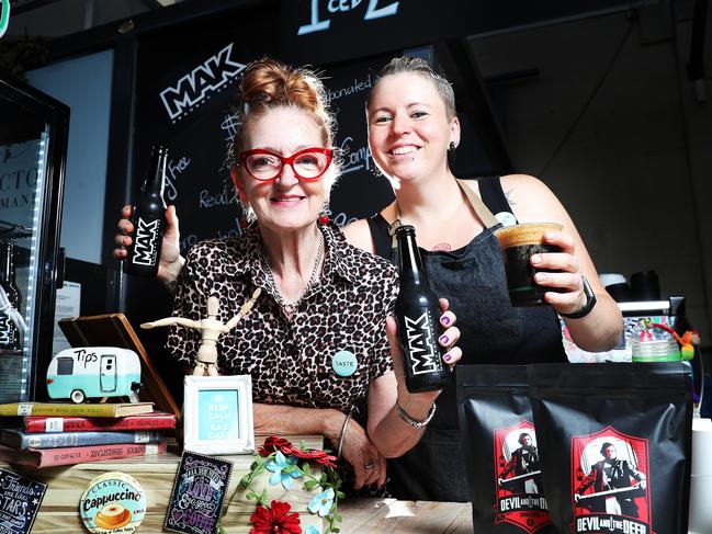 Sharon Ward and Natarsha Ross at the Coffee Ground stall inside the Taste shed. Picture: NIKKI DAVIS-JONES