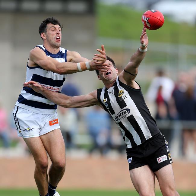 Yarrawonga’s Leigh Masters, left. Picture Yuri Kouzmin