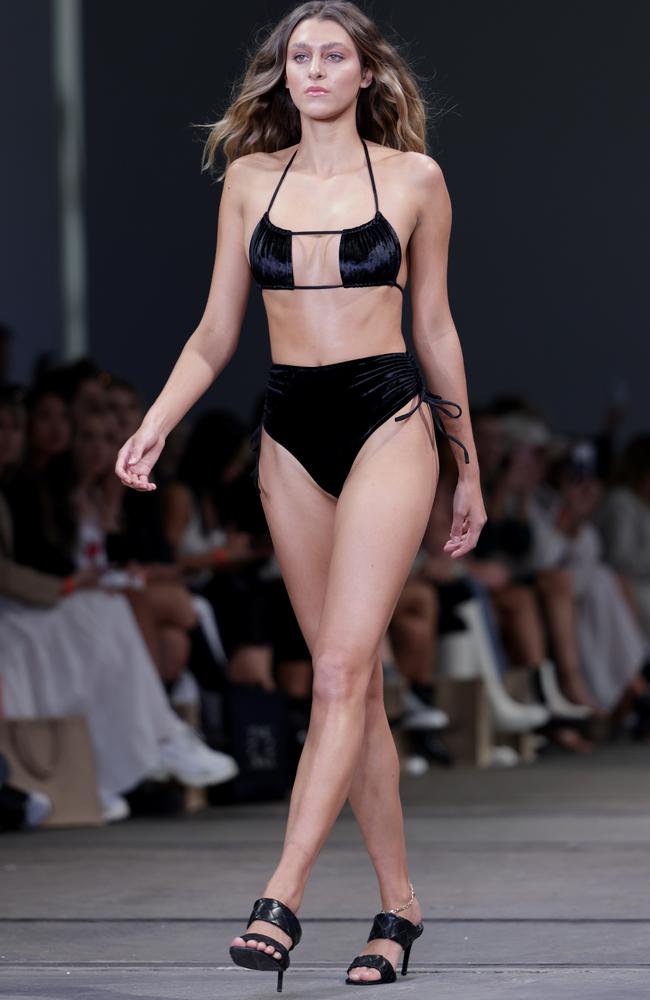 The most daring look was this black velvet bikini. Picture: Brook Mitchell/Getty Images.