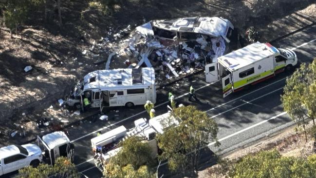 The multi-vehicle crash on the Bruce Highway at Clairview on July 15. Picture: RACQ CapRescue