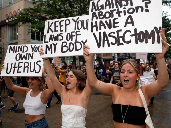 Abortion rights activists march in protest after the overturning of Roe Vs. Wade by the US Supreme Court, in Denver, Colorado on June 24, 2022. Picture: Jason Connolly / AFP