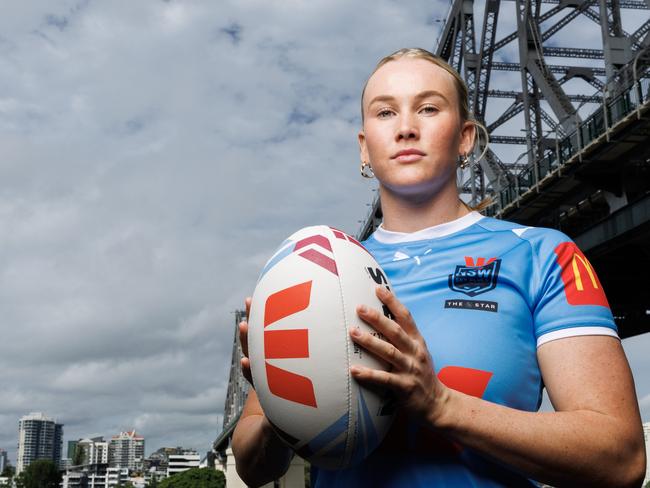 Blues centre Jaime Chapman in Brisbane at the announcement of the inaugural 3 game Womens Origin series for 2024. Picture Lachie Millard