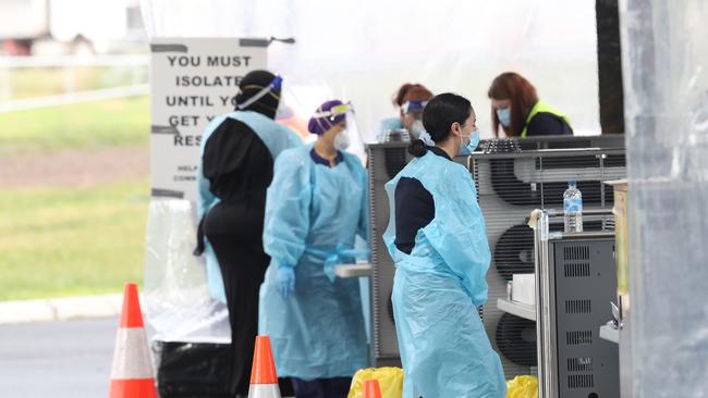 Roxburgh Park Youth Centre Covid Testing Site looking quiet. Wednesday, August 8, 2020. Picture: David Crosling