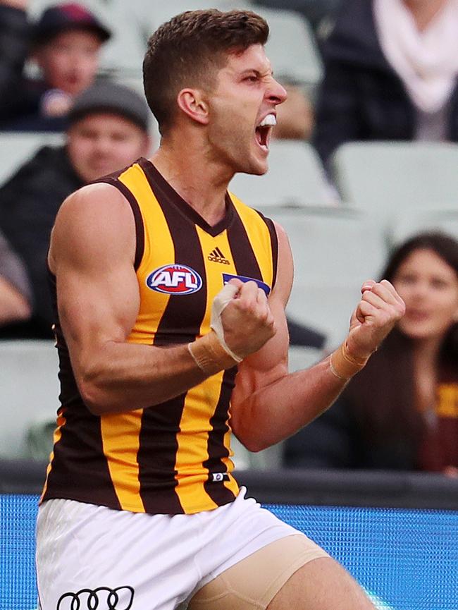 Luke Breust celebrates a goal. Picture: Michael Klein