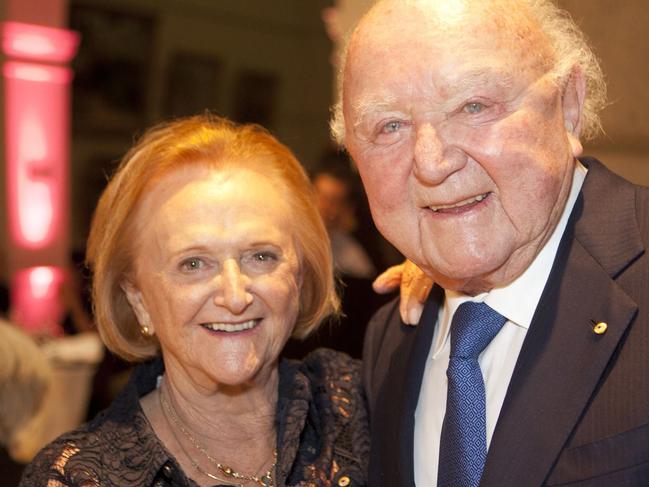 Philanthropists and recipients of the Visionary Award Eva Besen (L) and Marc Besen during the Melbourne Art Foundation national awards dinner held at NSW Art Gallery in Sydney.
