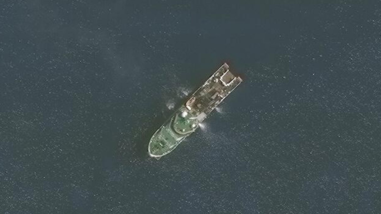 The Haiyang Dizhi 10 near Fiery Cross Reef, September 17, 2021. Picture: CSIS/AMTI