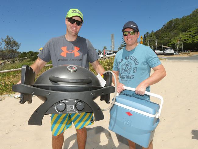 People enjoying Australia day at the Currumbin Beach. Keith Nicholson and Ben Berks. Picture Mike Batterham