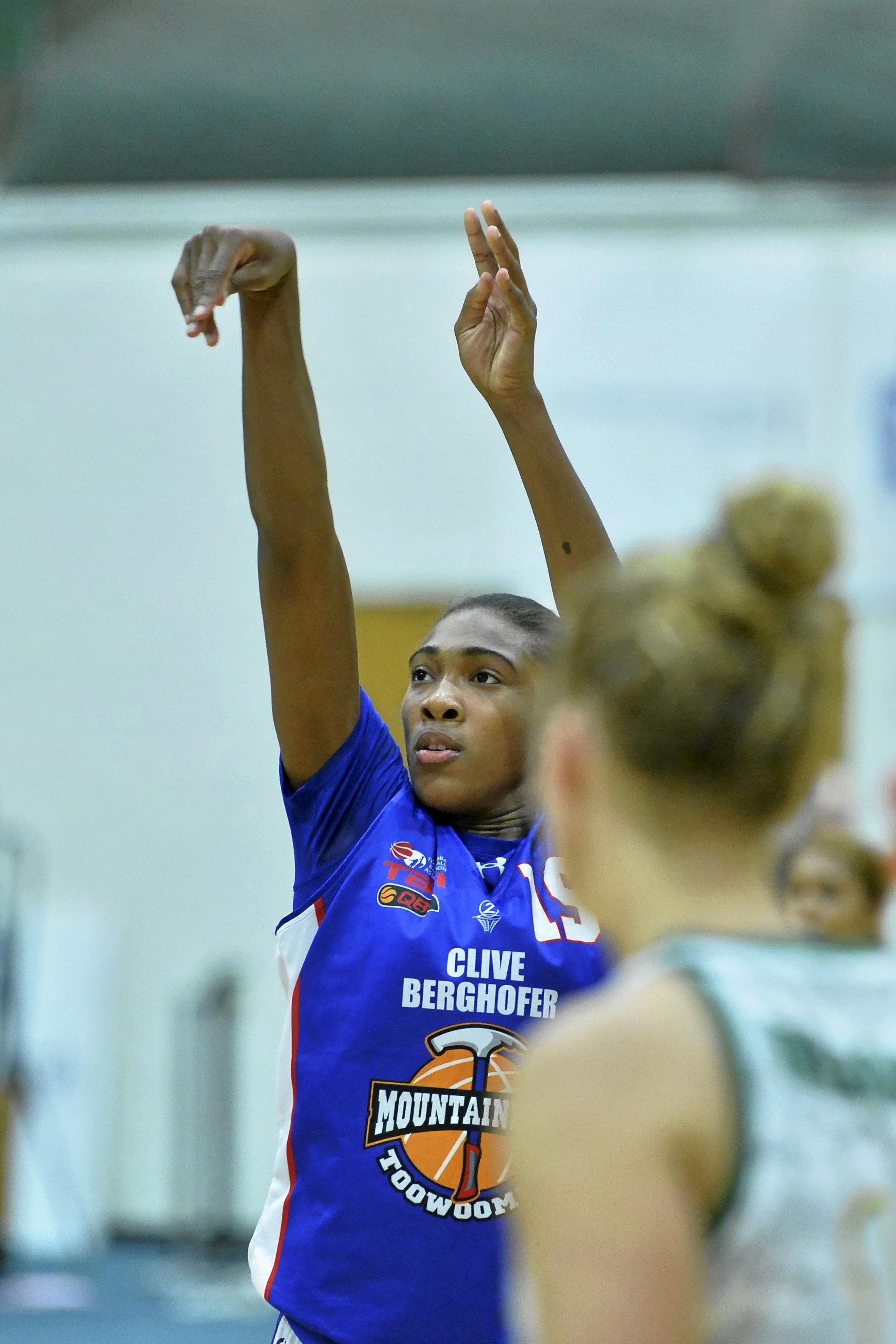 Donnaizha Fountain of Toowoomba Mountaineers against Ipswich Force in QBL women round seven basketball at USQ's Clive Berghofer Recreation Centre, Saturday, June 9, 2018. Picture: Kevin Farmer