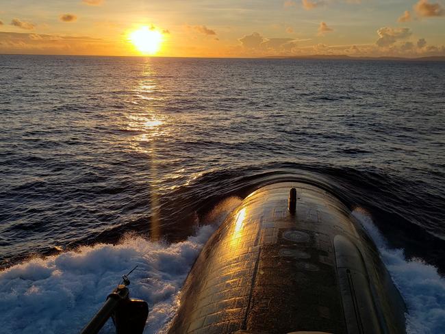 A United States Navy Los Angeles class nuclear-powered submarine, the USS Key West.